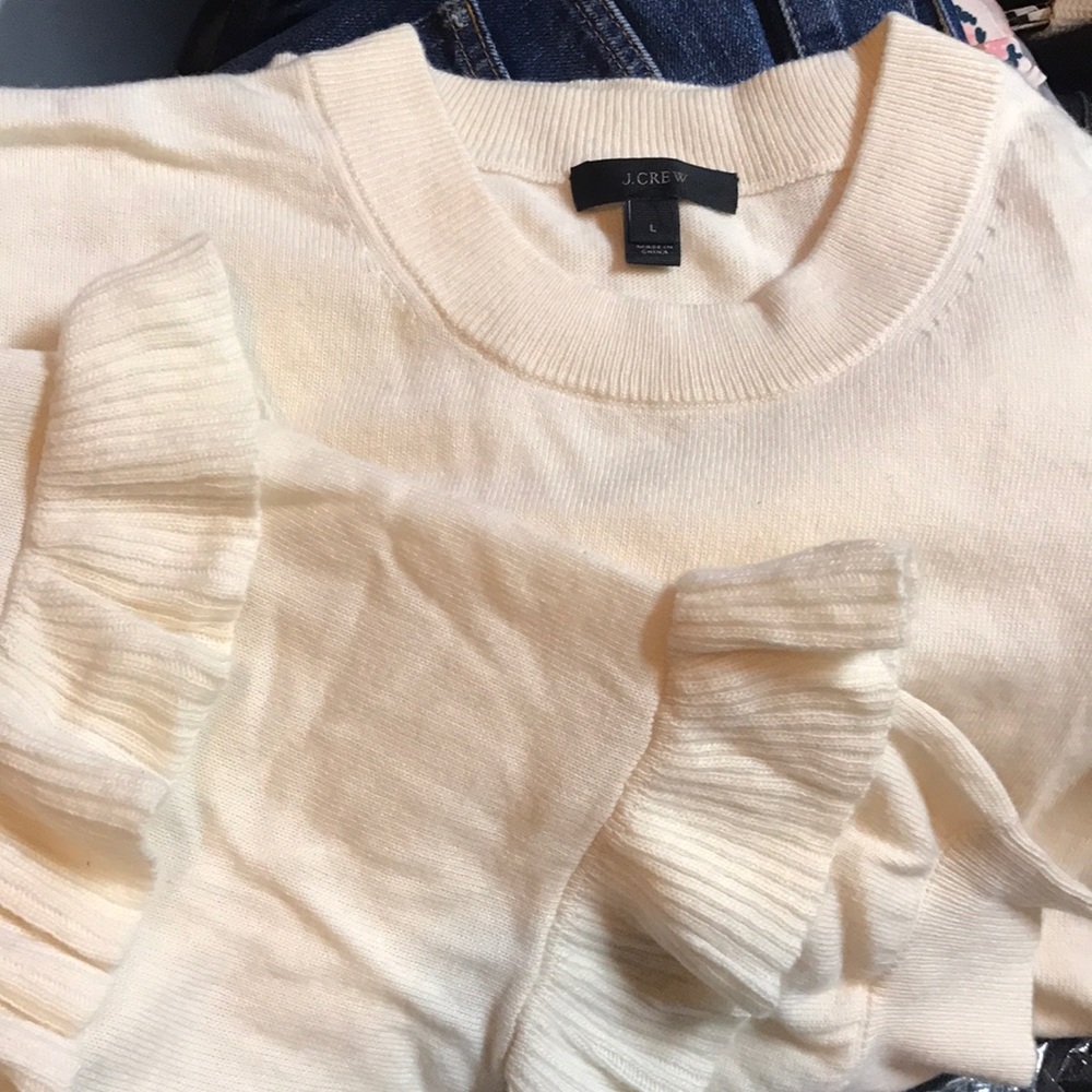 J Crew Ruffle Sleeve Sweater - Picture 3 of 3